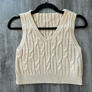 Vneck crop top in light brown.